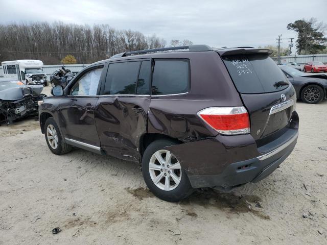 5TDBK3EH3CS111629 - 2012 TOYOTA HIGHLANDER BASE BURGUNDY photo 2