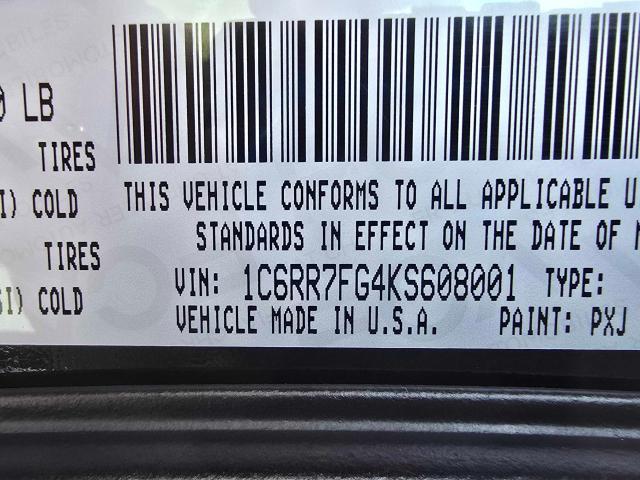 1C6RR7FG4KS608001 - 2019 RAM 1500 CLASS TRADESMAN Чорний фото 10