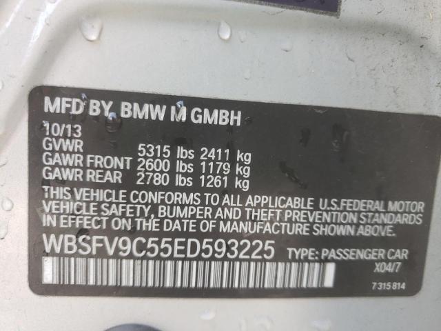 WBSFV9C55ED593225 - 2014 BMW M5 SILVER photo 12