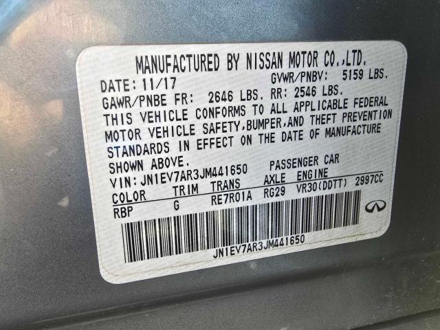 JN1EV7AR3JM441650 - 2018 INFINITI Q50 LUXE SILVER photo 10