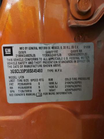 3GSCL33P38S645460 - 2008 SATURN VUE XE ORANGE photo 12