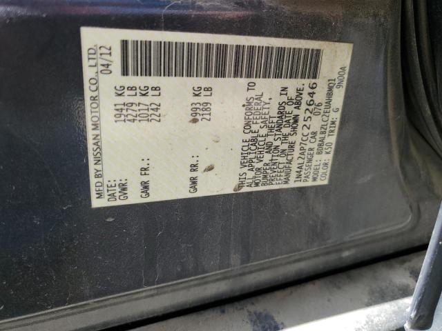 1N4AL2AP7CC252646 - 2012 NISSAN ALTIMA BASE GRAY photo 13