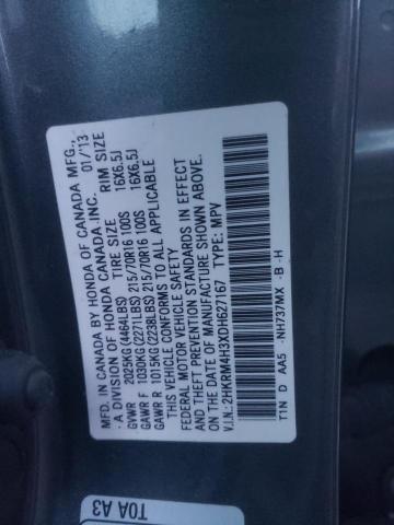 2HKRM4H3XDH627167 - 2013 HONDA CR-V LX GRAY photo 13