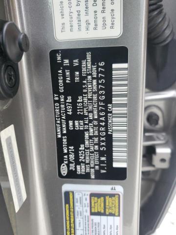 5XXGR4A67FG375776 - 2015 KIA OPTIMA SX GRAY photo 12