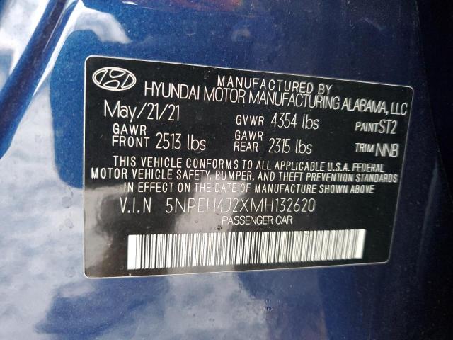 5NPEH4J2XMH132620 - 2021 HYUNDAI SONATA LIMITED BLUE photo 12