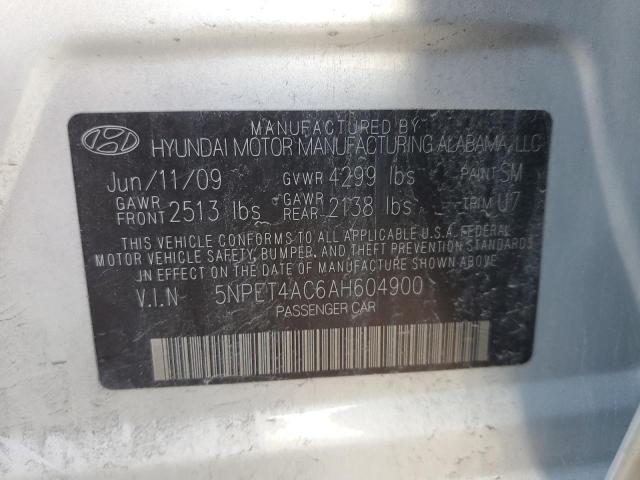 5NPET4AC6AH604900 - 2010 HYUNDAI SONATA GLS SILVER photo 12