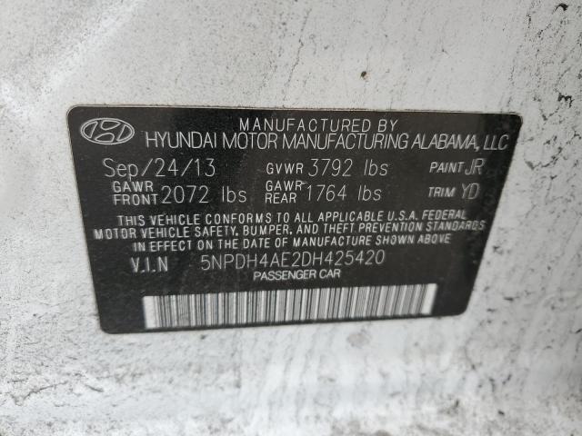 5NPDH4AE2DH425420 - 2013 HYUNDAI ELANTRA GLS WHITE photo 12