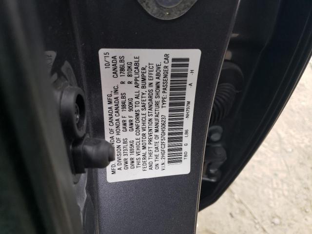 2HGFC2F57GH506237 - 2016 HONDA CIVIC LX GRAY photo 12