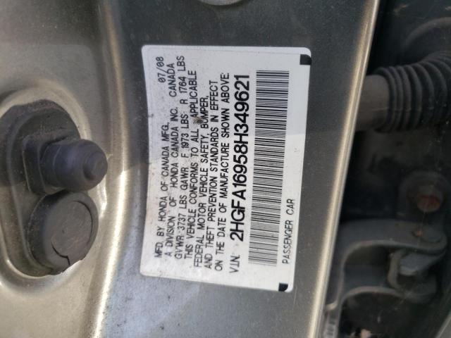 2HGFA16958H349621 - 2008 HONDA CIVIC EXL GRAY photo 12