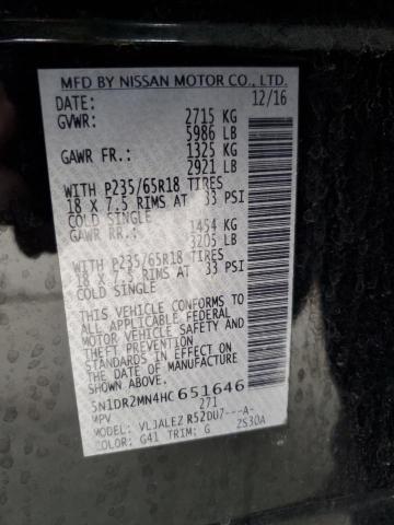 5N1DR2MN4HC651646 - 2017 NISSAN PATHFINDER S 黑色 照片 13