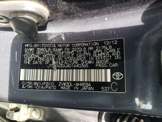 JTDKN3DU4D1640365 - 2013 TOYOTA PRIUS GRAY photo 12