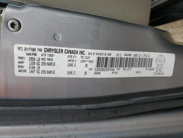 2C4RDGBG2DR574464 - 2013 DODGE GRAND CARA SE SILVER photo 14