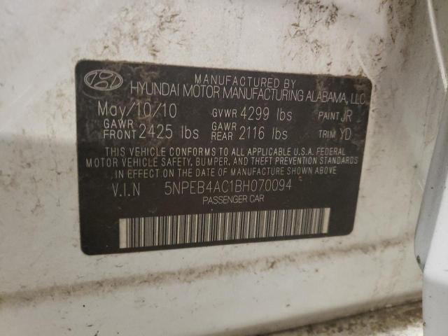 5NPEB4AC1BH070094 - 2011 HYUNDAI SONATA GLS WHITE photo 12