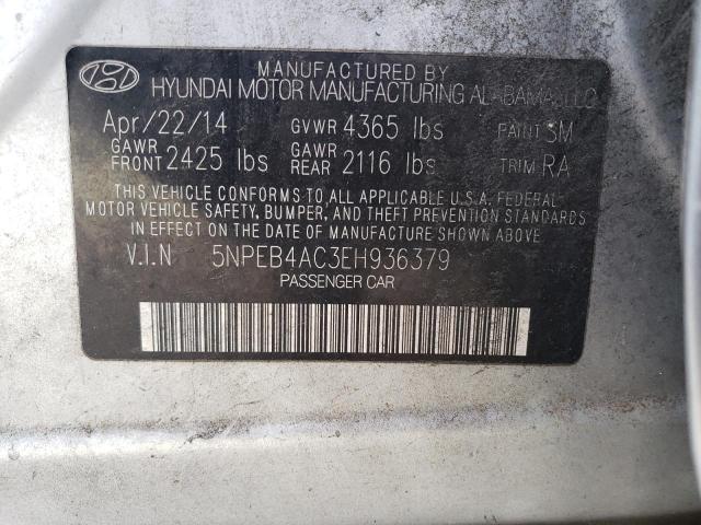 5NPEB4AC3EH936379 - 2014 HYUNDAI SONATA GLS SILVER photo 12