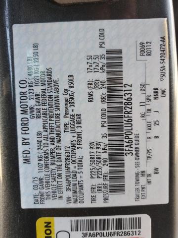 3FA6P0LU6FR286312 - 2015 FORD FUSION SE HYBRID GREEN photo 12