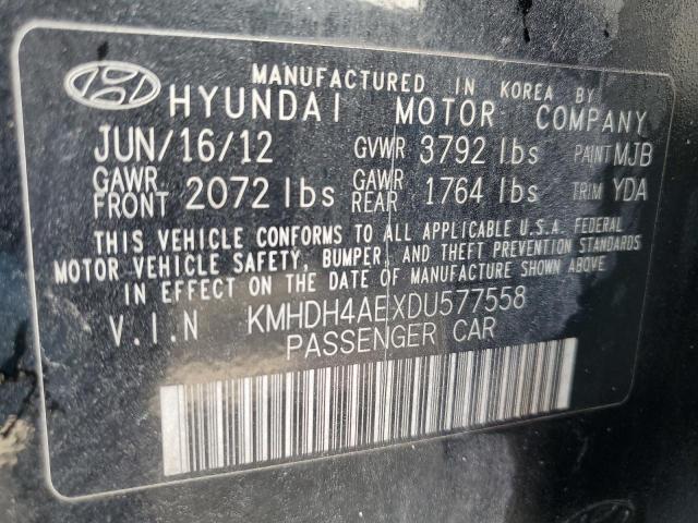 KMHDH4AEXDU577558 - 2013 HYUNDAI ELANTRA GLS BLACK photo 13