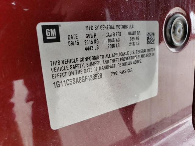 1G11C5SA8GF138528 - 2016 CHEVROLET MALIBU LIM LT Марун фото 12