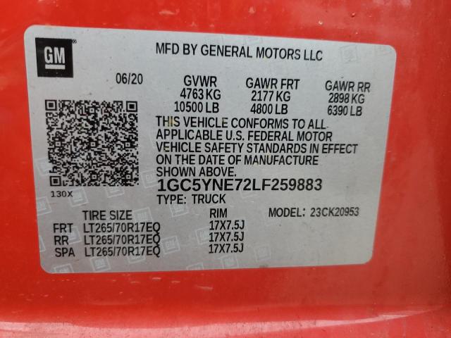 1GC5YNE72LF259883 - 2020 CHEVROLET SILVERADO K2500 HEAVY DUTY LT RED photo 12