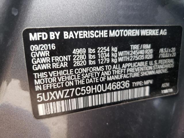 5UXWZ7C59H0U46836 - 2017 BMW X3 SDRIVE28I GRAY photo 13