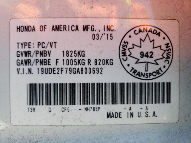 19UDE2F79GA800692 - 2016 ACURA ILX PREMIUM TECH თეთრი ფოტო 13