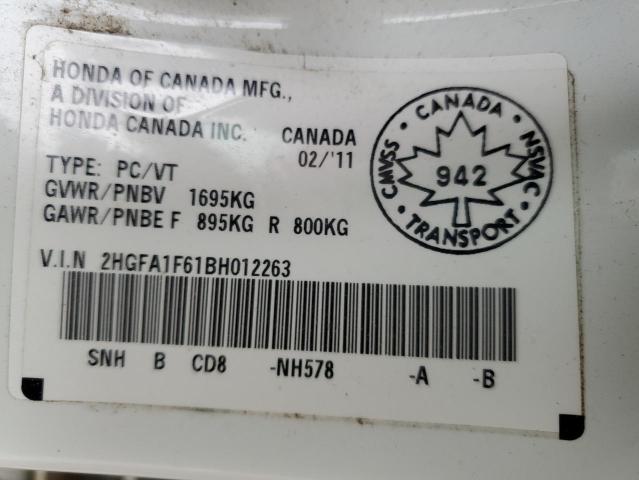 2HGFA1F61BH012263 - 2011 HONDA CIVIC LX-S أبيض صورة 12