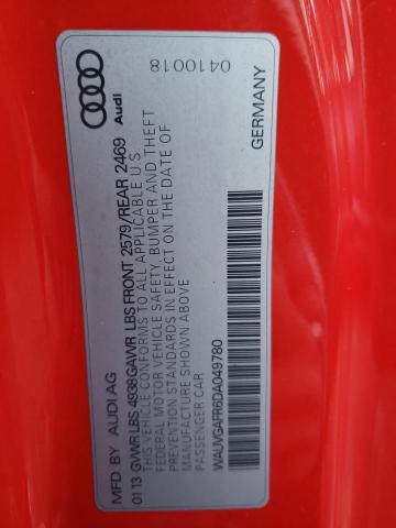 WAUVGAFR6DA049780 - 2013 AUDI S5 PRESTIGE RED photo 12