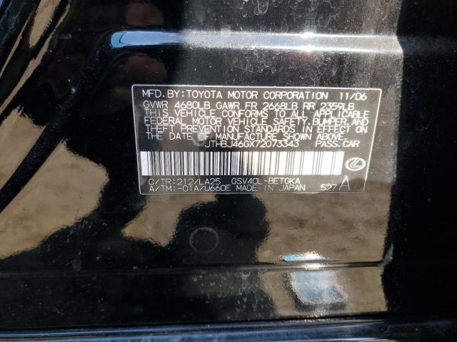 JTHBJ46GX72073343 - 2007 LEXUS ES 350 BLACK photo 13