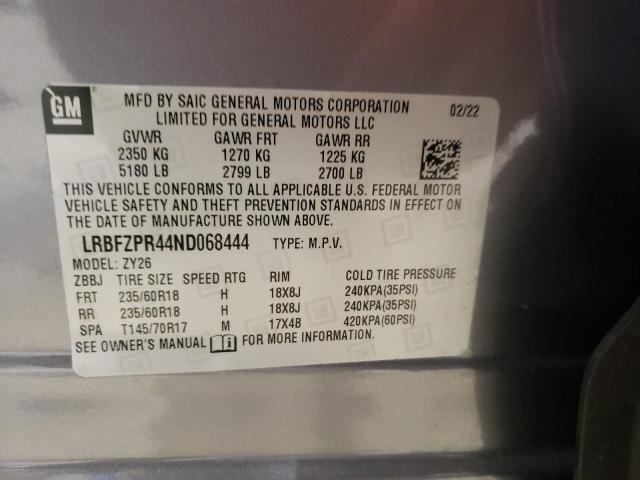 LRBFZPR44ND068444 - 2022 BUICK ENVISION ESSENCE GRAY photo 12