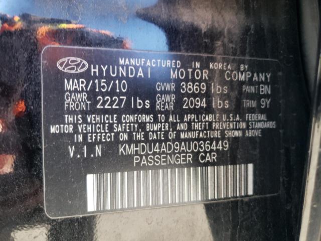 KMHDU4AD9AU036449 - 2010 HYUNDAI ELANTRA BLUE BLACK photo 12