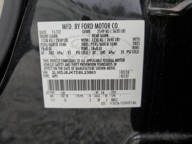 2LMDJ8JK7DBL23883 - 2013 LINCOLN MKX BLACK photo 13