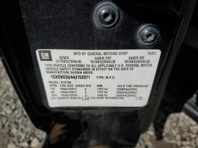 1GKEK63U44J152871 - 2004 GMC YUKON DENALI BLACK photo 12