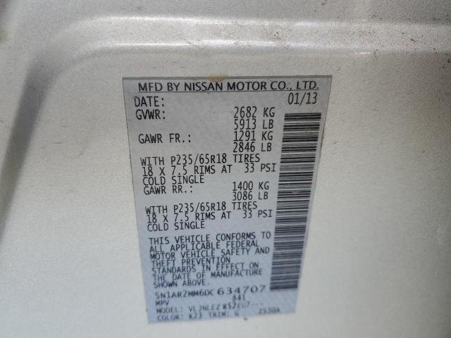 5N1AR2MM6DC634707 - 2013 NISSAN PATHFINDER S SILVER photo 13