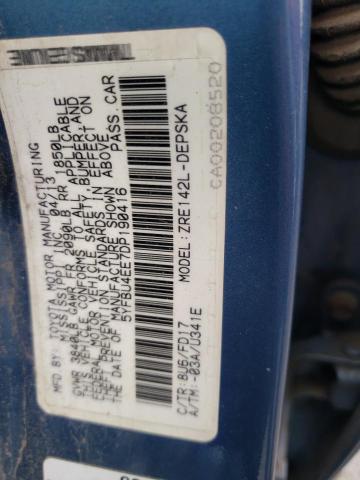 5YFBU4EE7DP190416 - 2013 TOYOTA COROLLA BASE BLUE photo 12