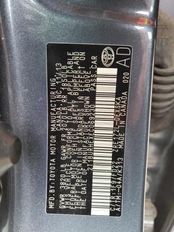 2T1BURHEXEC069230 - 2014 TOYOTA COROLLA L GRAY photo 12