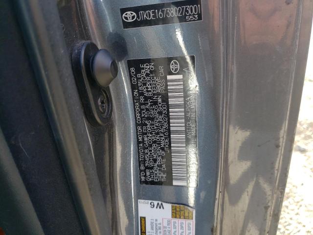 JTKDE167380273001 - 2008 TOYOTA SCION TC GRAY photo 12