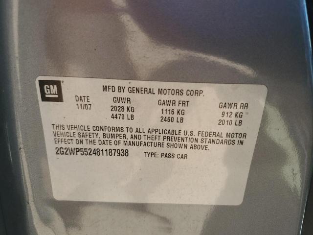2G2WP552481187938 - 2008 PONTIAC GRAND PRIX 银色 照片 12