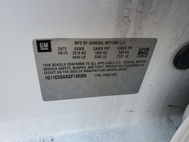 1G11C5SAXGF136389 - 2016 CHEVROLET MALIBU LIM LT 白色 照片 12