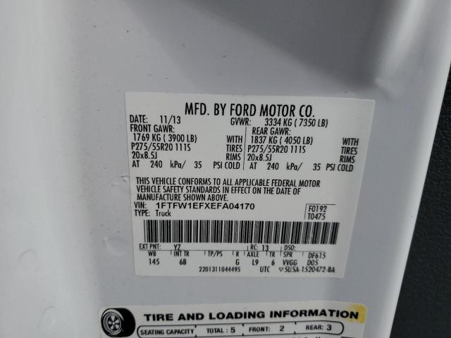 1FTFW1EFXEFA04170 - 2014 FORD F150 SUPERCREW WHITE photo 12