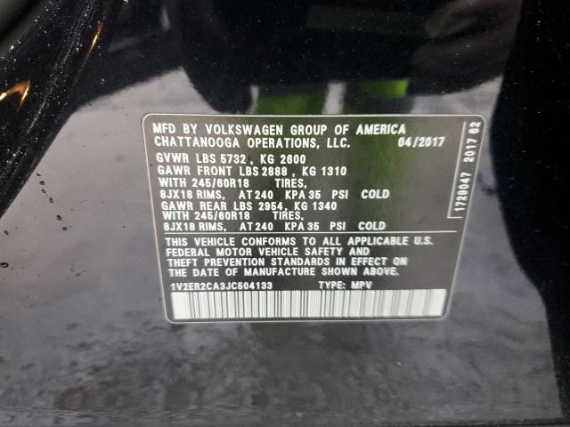 1V2ER2CA3JC504133 - 2018 VOLKSWAGEN ATLAS SEL BLACK photo 13