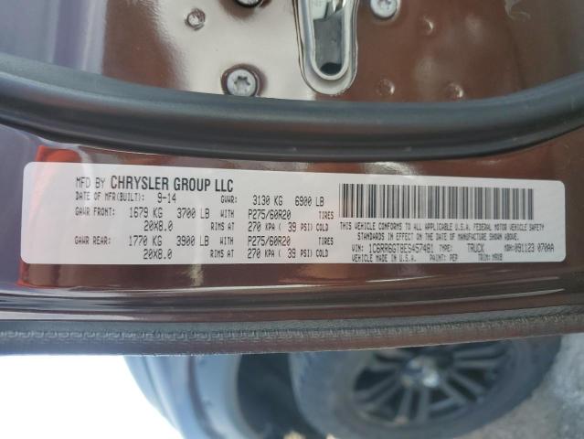 1C6RR6GT8ES457481 - 2014 RAM 1500 SLT BURGUNDY photo 12