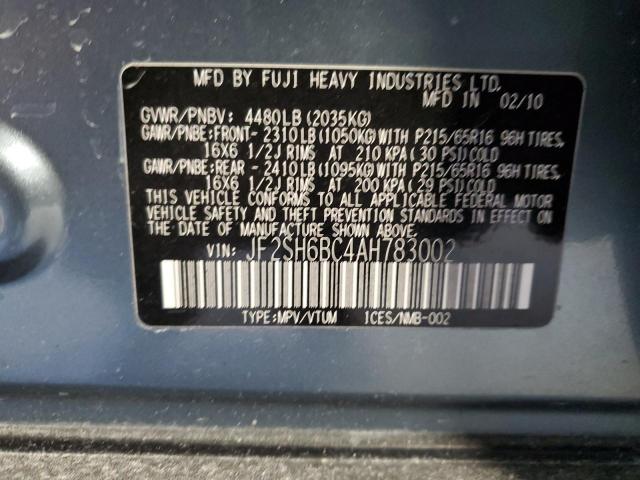 JF2SH6BC4AH783002 - 2010 SUBARU FORESTER XS Vert photo 12