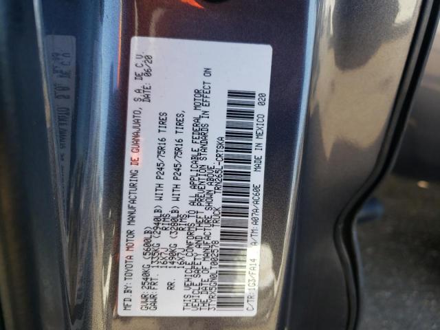 3TYRX5GN0LT002578 - 2020 TOYOTA TACOMA ACCESS CAB ნაცრისფერი ფოტო 13