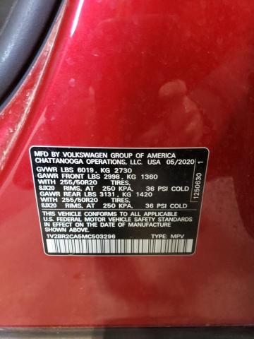 1V2BR2CA5MC503296 - 2021 VOLKSWAGEN ATLAS SEL Qırmızı foto 13