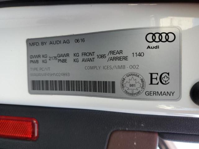 WAUANAF45HN024893 - 2017 AUDI A4 PREMIUM WHITE photo 12