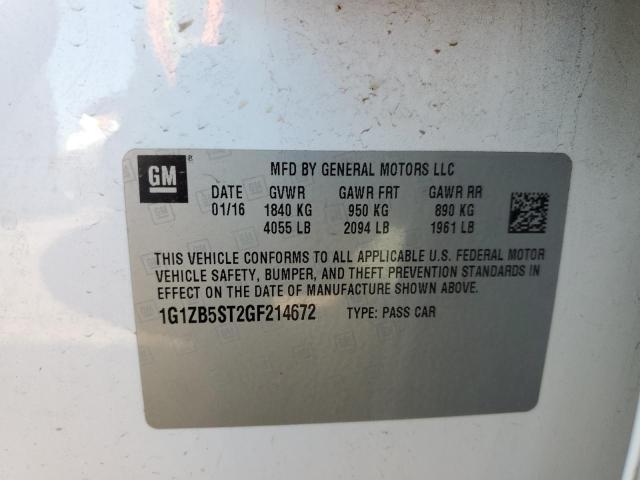 1G1ZB5ST2GF214672 - 2016 CHEVROLET MALIBU LS თეთრი ფოტო 12