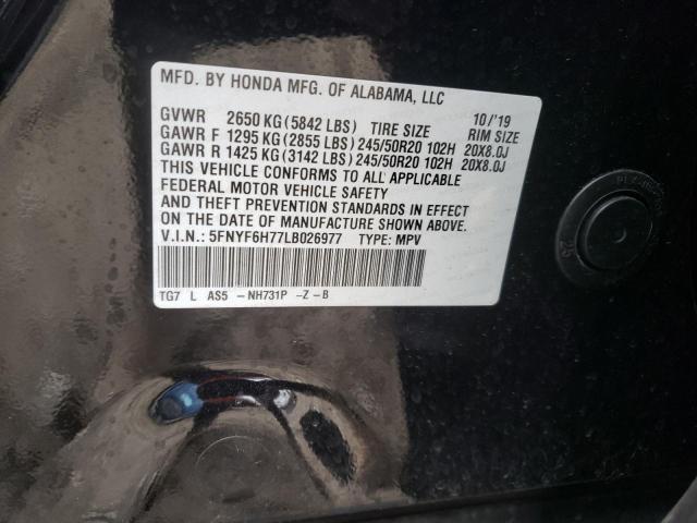 5FNYF6H77LB026977 - 2020 HONDA PILOT BLACK BLACK photo 13