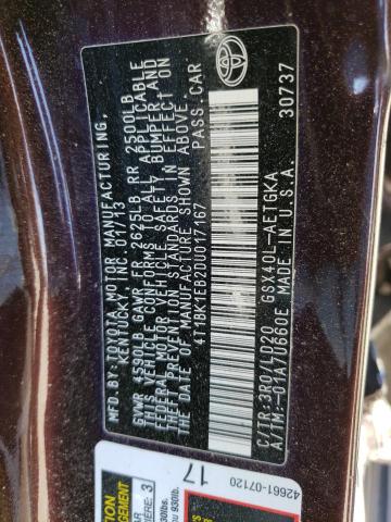 4T1BK1EB2DU017167 - 2013 TOYOTA AVALON BASE 勃艮第红 照片 12