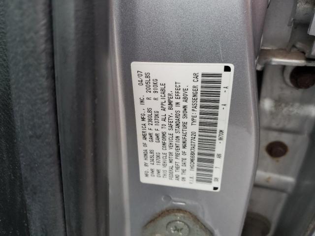 1HGCM668X7A077420 - 2007 HONDA ACCORD EX SILVER photo 12