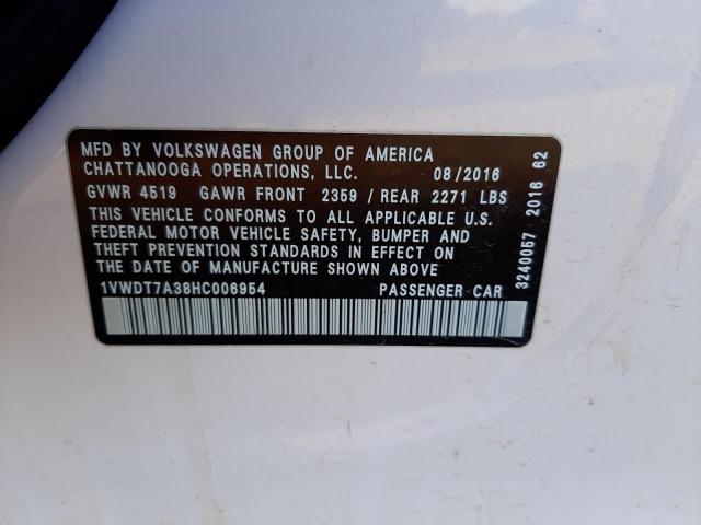 1VWDT7A38HC006954 - 2017 VOLKSWAGEN PASSAT R-LINE Ağ foto 12