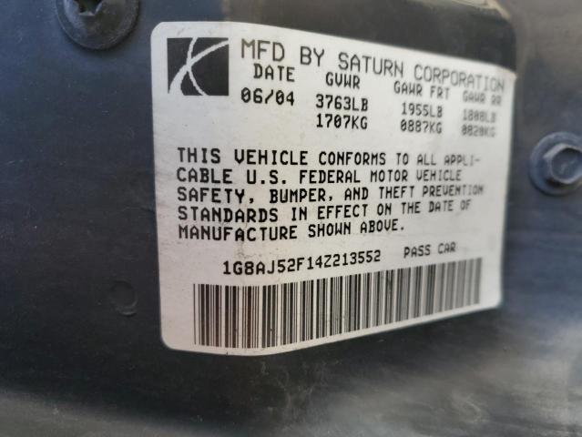 1G8AJ52F14Z213552 - 2004 SATURN ION LEVEL 2 GOLD photo 12